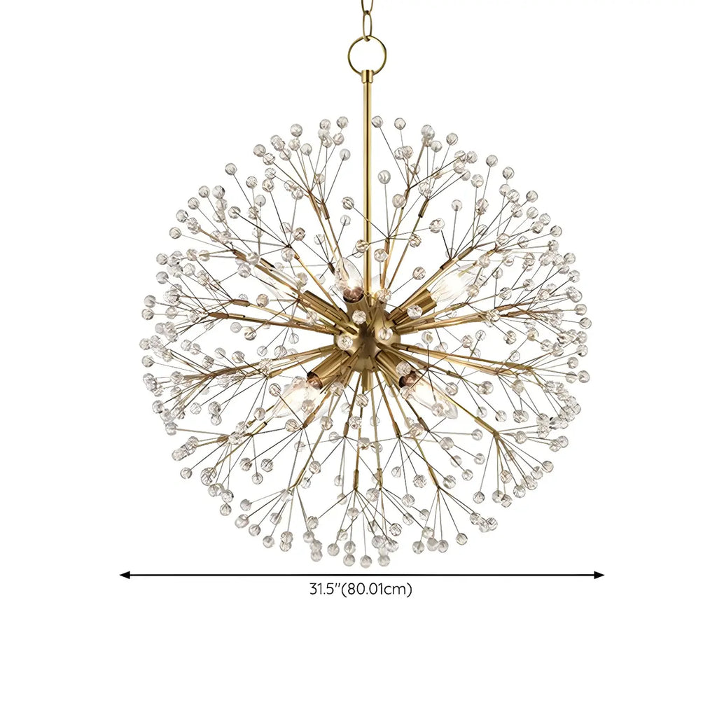Lustre moderne Sputnik en cristal doré réglable, à motif d'étoile, réglable