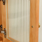 Credenza con ante in vetro e ripiani regolabili in legno di noce per sala da pranzo