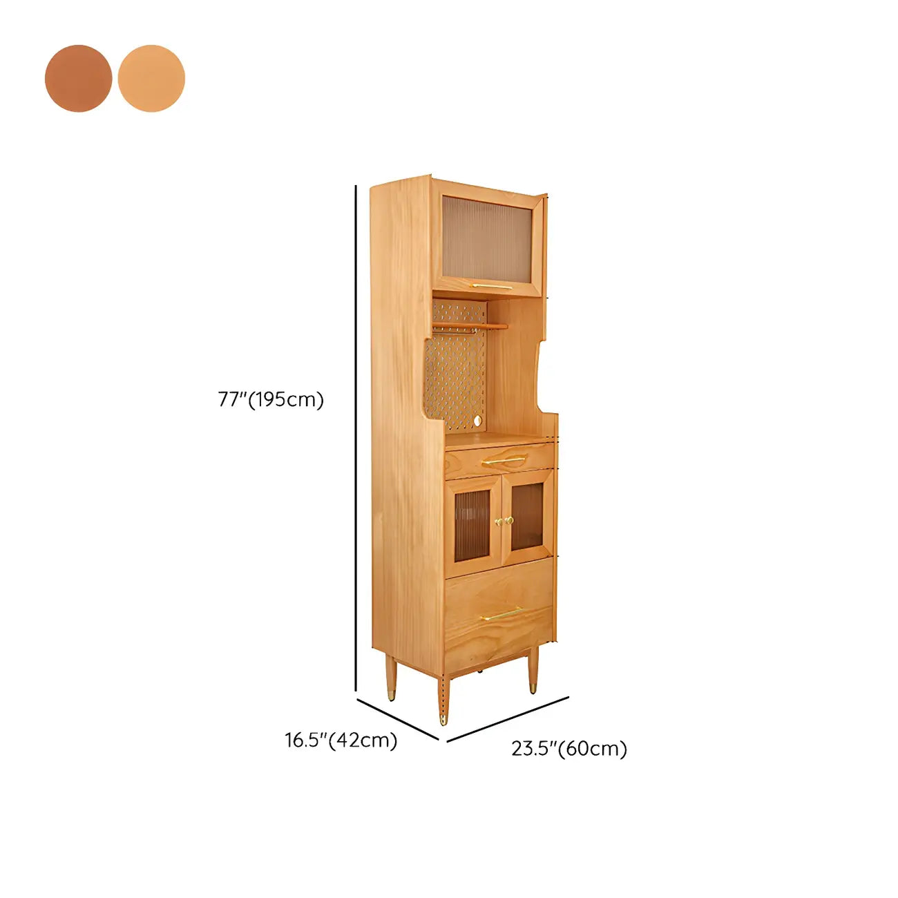 Credenza con ante in vetro e ripiani regolabili in legno di noce per sala da pranzo