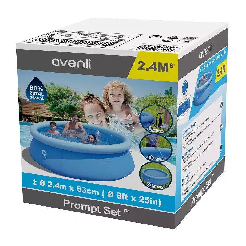 Ensemble piscine gonflable JLeisure 2,44 m Prompt Set avec pompe à filtre à cartouche pour piscine