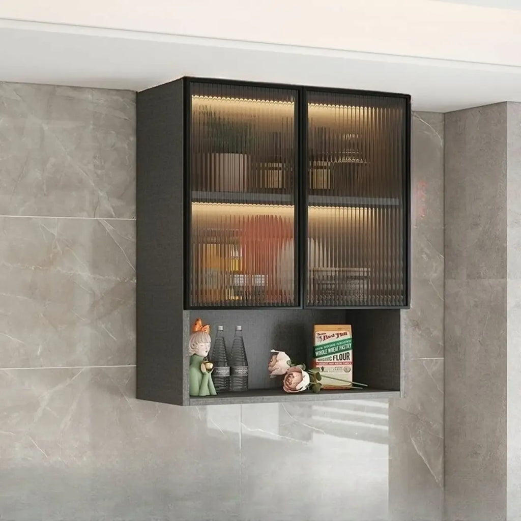 vaisselier mural gris en bois pour cuisine