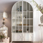 Vitrine moderne cintrée en bois et porte vitrée
