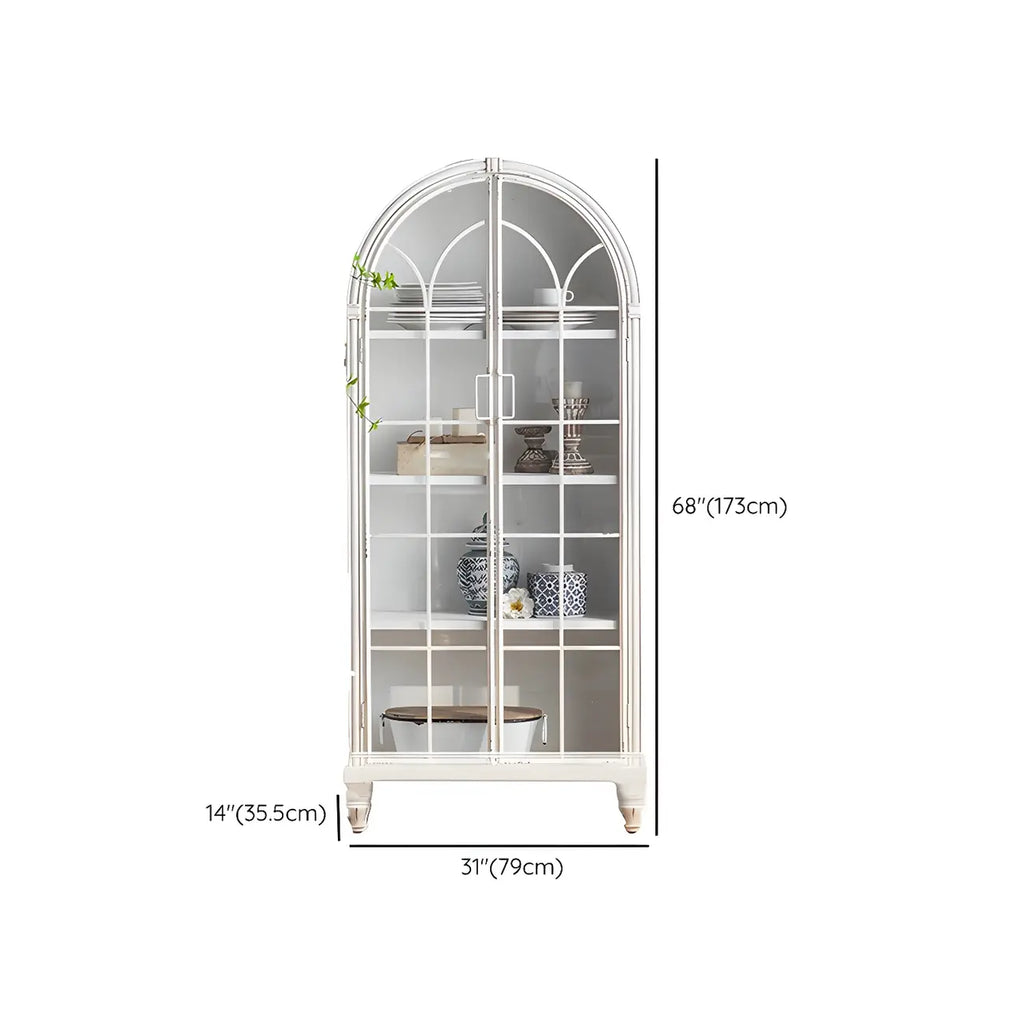 Vitrine moderne cintrée en bois et porte vitrée