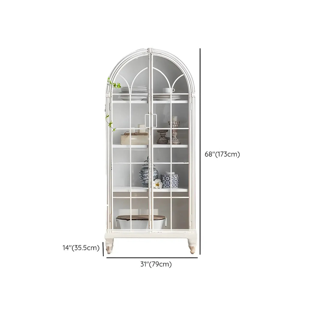 Vitrine moderne cintrée en bois et porte vitrée