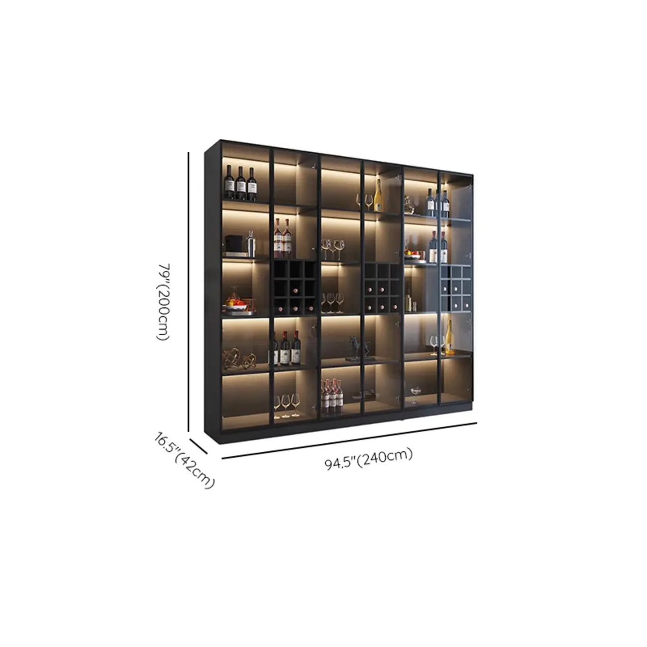 Armoire à vin minimaliste en bois noir avec porte vitrée