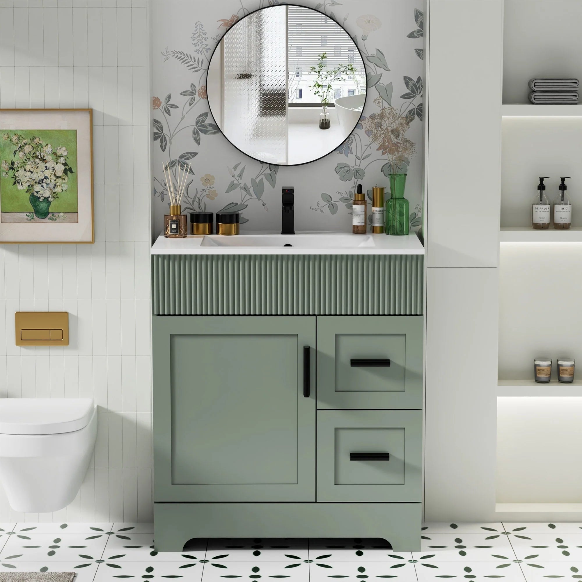 Ensemble meuble-lavabo Wavy Line 30/36/48 avec lavabo et robinet
