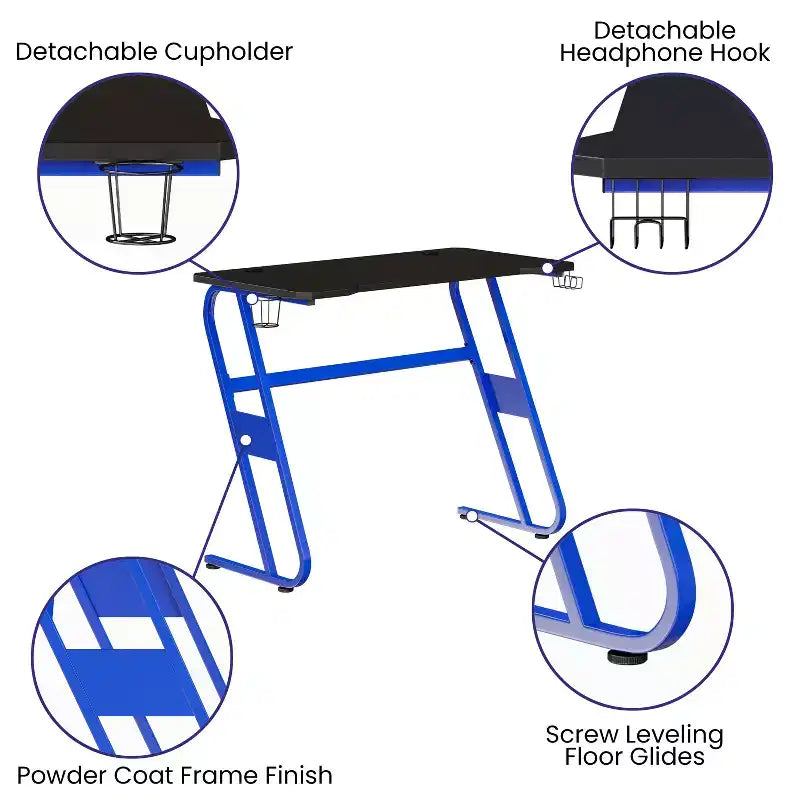 Bureau gaming ergonomique Flash Furniture avec porte-gobelet et crochet pour casque