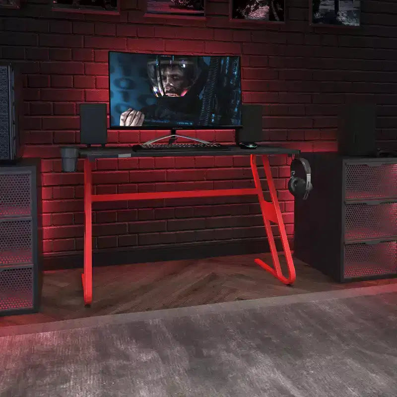 Bureau gaming ergonomique Flash Furniture avec porte-gobelet et crochet pour casque