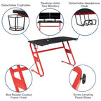 Bureau gaming ergonomique Flash Furniture avec porte-gobelet et crochet pour casque