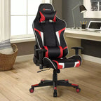 Chaise de Massage et de Gaming Inclinable et Pivotante Costway avec Soutien Lombaire Blanche\Bleue\Grise\Rouge