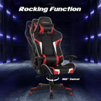 Chaise de Massage et de Gaming Inclinable et Pivotante Costway avec Soutien Lombaire Blanche\Bleue\Grise\Rouge