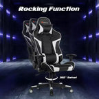 Chaise de Massage et de Gaming Inclinable et Pivotante Costway avec Soutien Lombaire Blanche\Bleue\Grise\Rouge