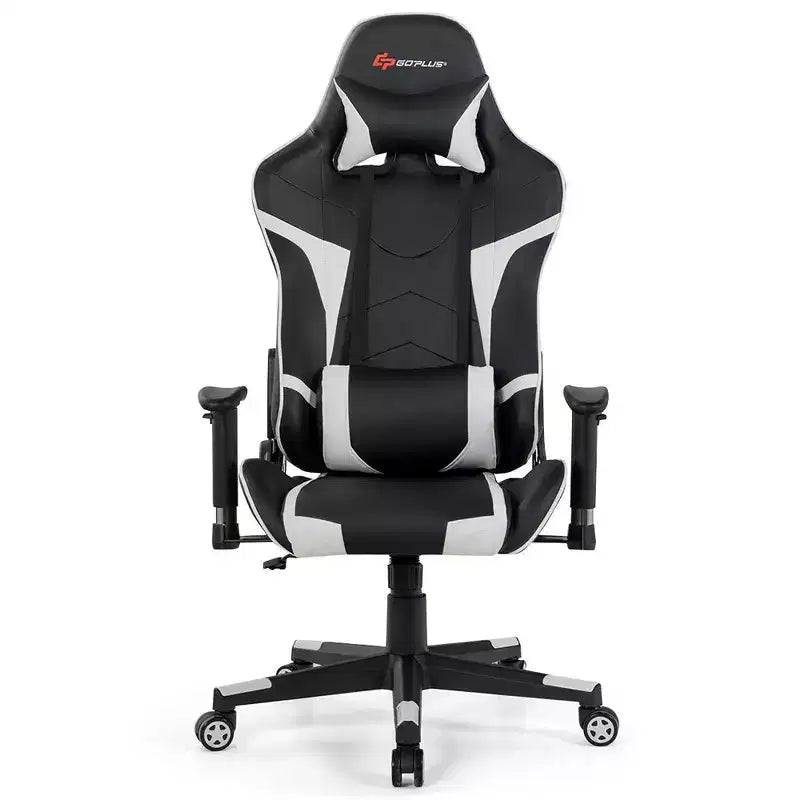 Chaise de bureau de jeu de massage inclinable et pivotante Costway avec support lombaire