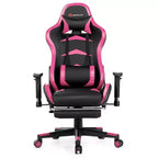 Chaise de bureau de massage gamer inclinable et pivotante Costway Racing avec repose-pieds