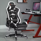 Chaise de bureau de massage gamer inclinable et pivotante Costway Racing avec repose-pieds