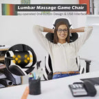 Chaise de bureau de massage gamer inclinable et pivotante Costway Racing avec repose-pieds