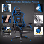 Sedia Gaming Massaggiante Reclinabile Girevole da Ufficio Costway con Poggiapiedi