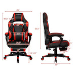Costway Fauteuil de Massage Gaming Inclinable, Fauteuil de Bureau de Course pour Ordinateur avec Repose-Pieds Blanc/Noir/Bleu/Rouge