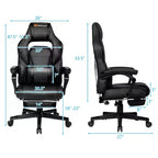 Costway Fauteuil de Massage Gaming Inclinable, Fauteuil de Bureau de Course pour Ordinateur avec Repose-Pieds Blanc/Noir/Bleu/Rouge