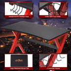 Bureau de jeu Costway avec rangement pour manettes et casque, tapis de souris et porte-gobelet