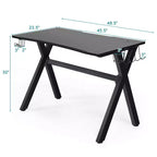 Bureau de jeu Costway avec porte-gobelet et support pour casque, poste de travail pour joueur