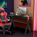 Bureau de jeu Costway avec porte-gobelet et support pour casque, poste de travail pour joueur