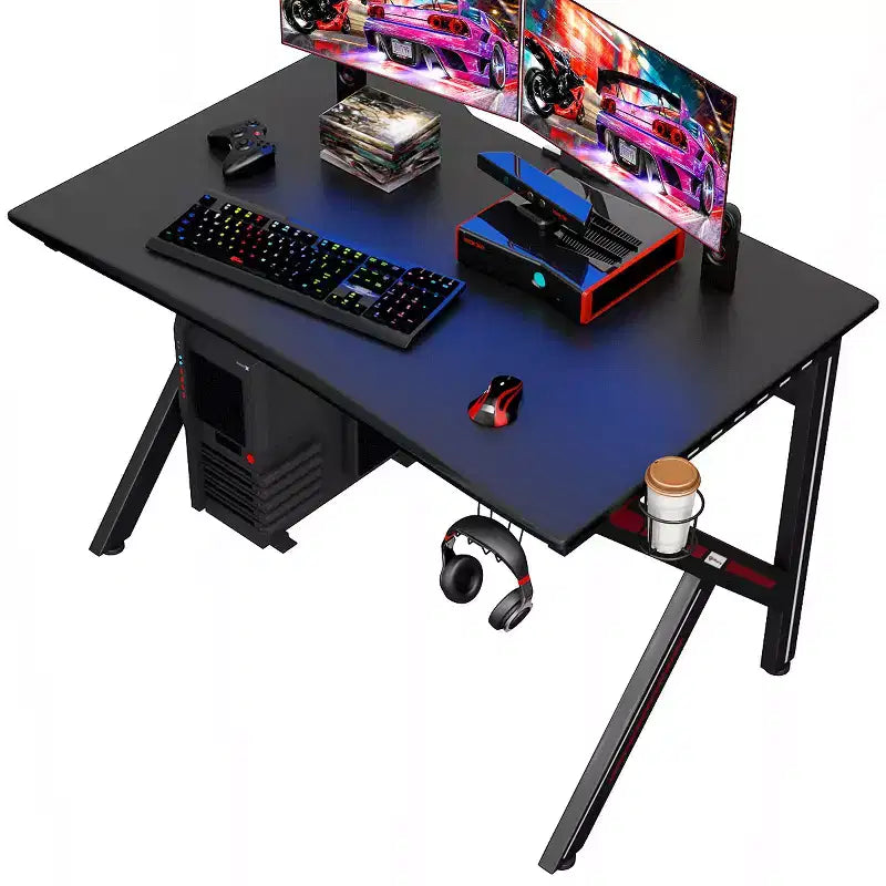 Bureau de jeu Costway Table d'ordinateur pour joueurs E-Sport en K avec porte-gobelet Crochet Maison Nouveau