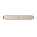 Mobile TV sospeso lungo 79, in legno naturale, con cassetti