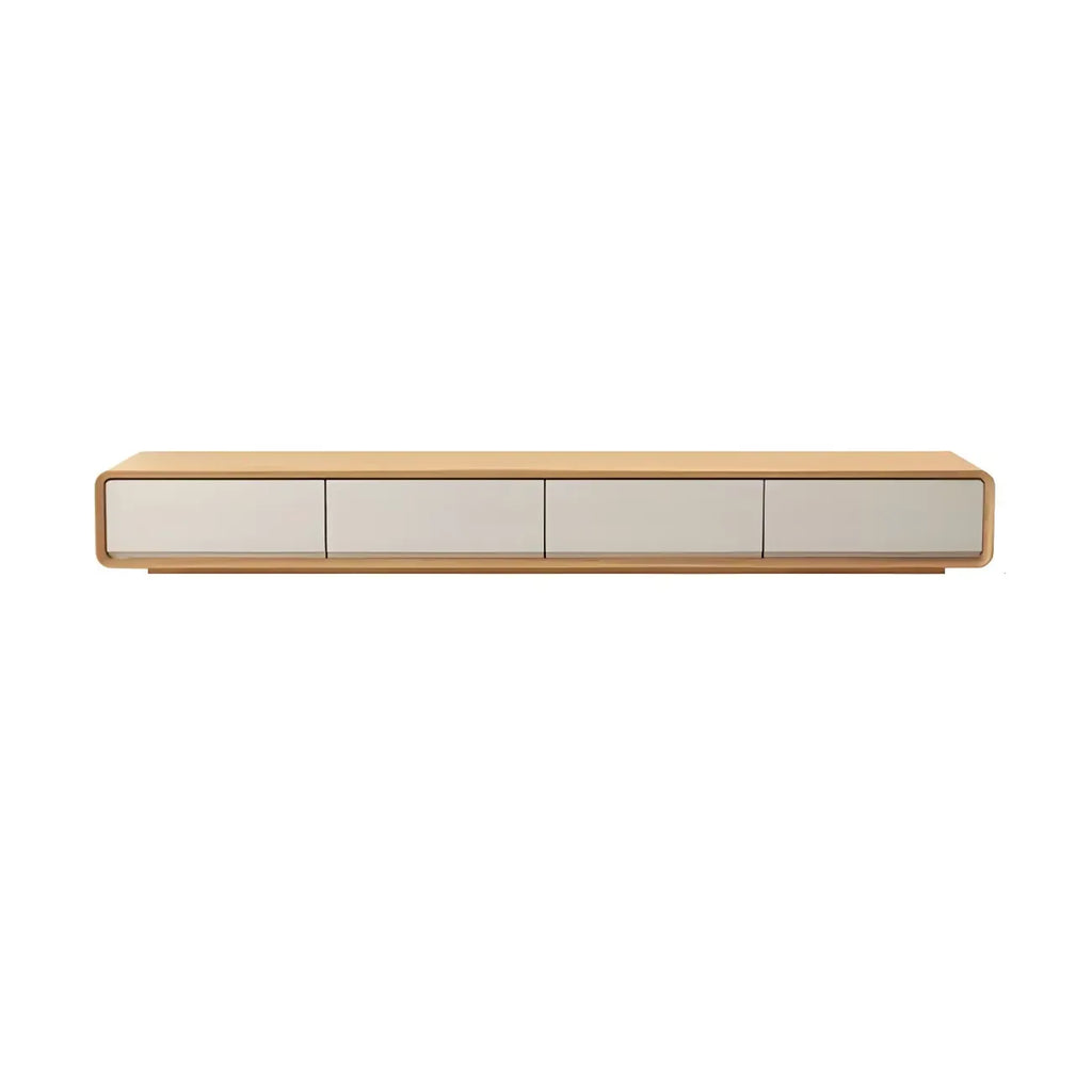 Mobile TV sospeso lungo 79, in legno naturale, con cassetti