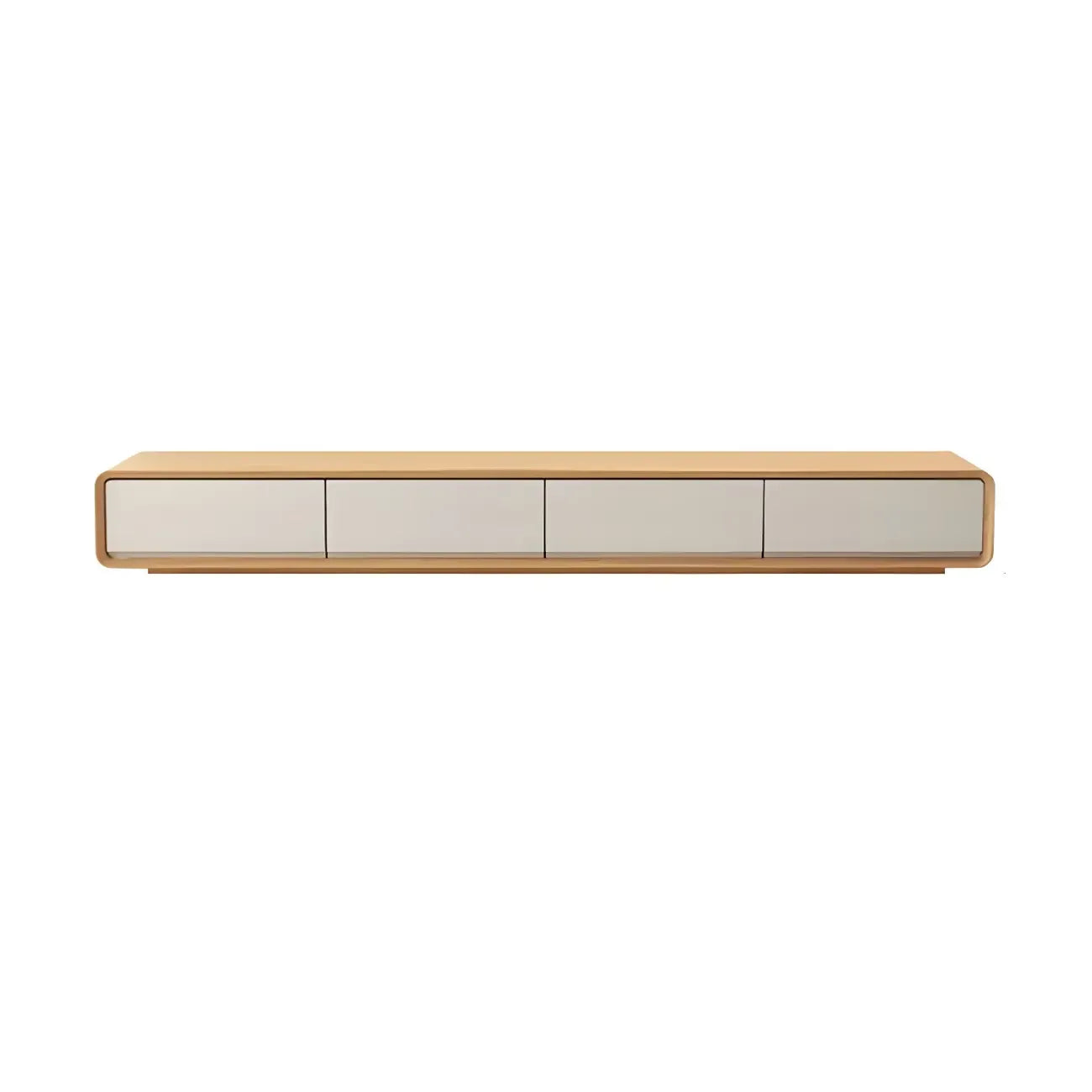 Mobile TV sospeso lungo 79, in legno naturale, con cassetti
