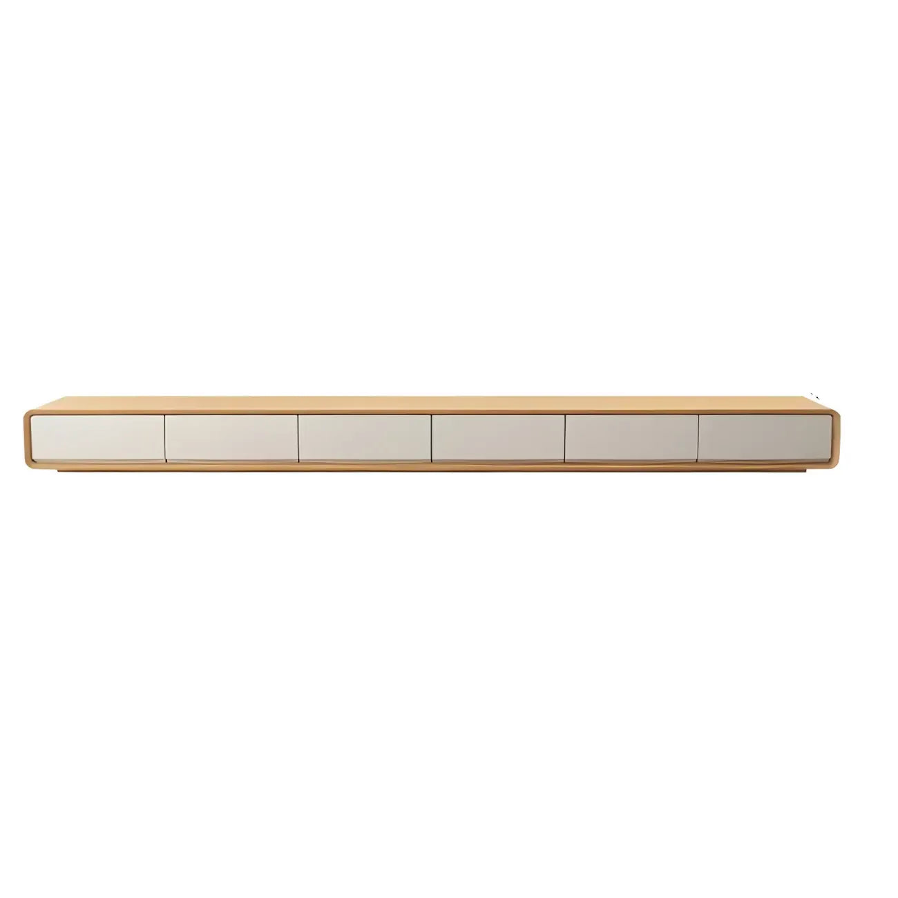 Mobile TV sospeso lungo 79, in legno naturale, con cassetti