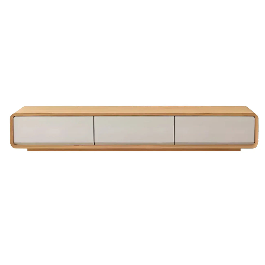 Mobile TV sospeso lungo 79, in legno naturale, con cassetti
