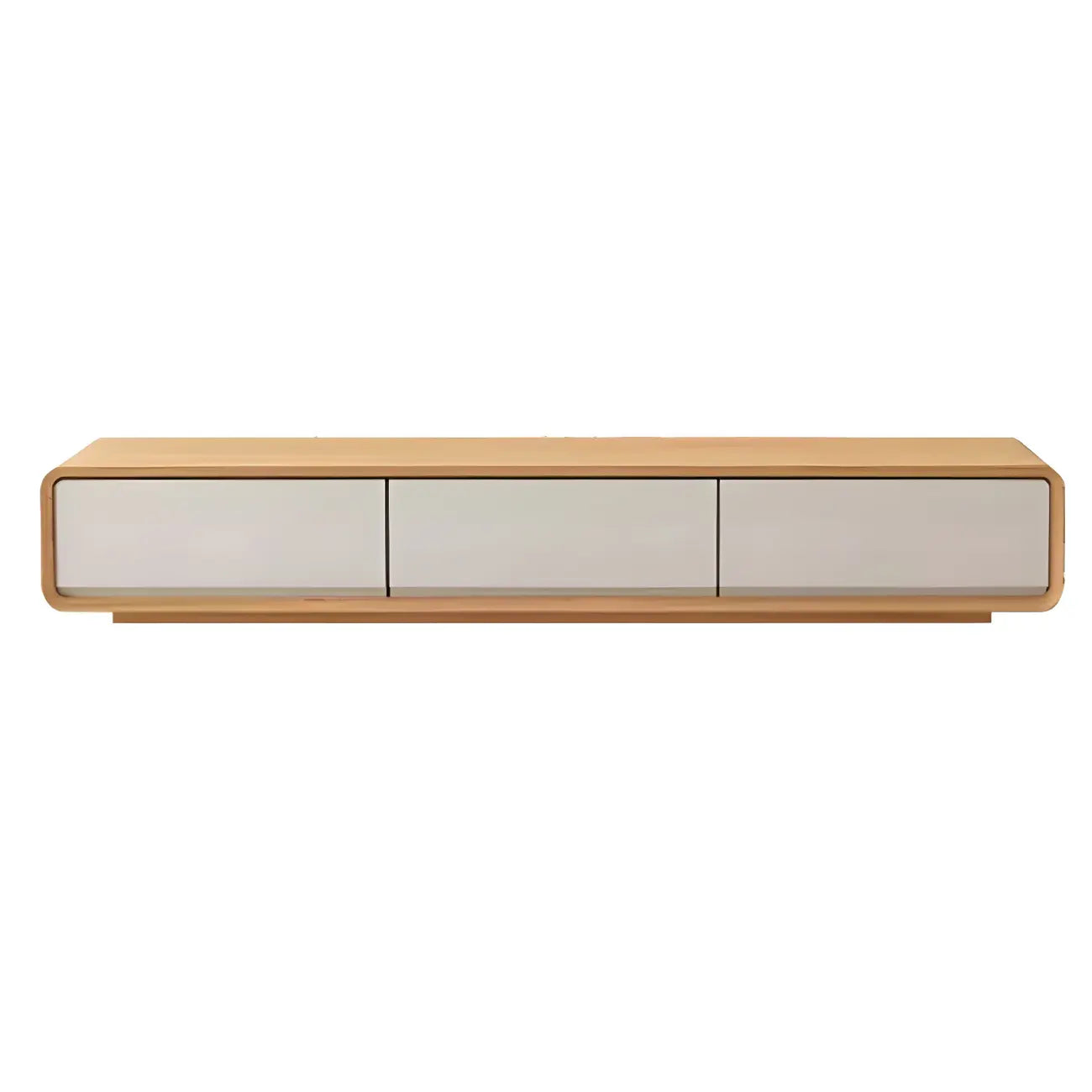 Mobile TV sospeso lungo 79, in legno naturale, con cassetti