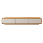 Mobile TV sospeso lungo 79, in legno naturale, con cassetti