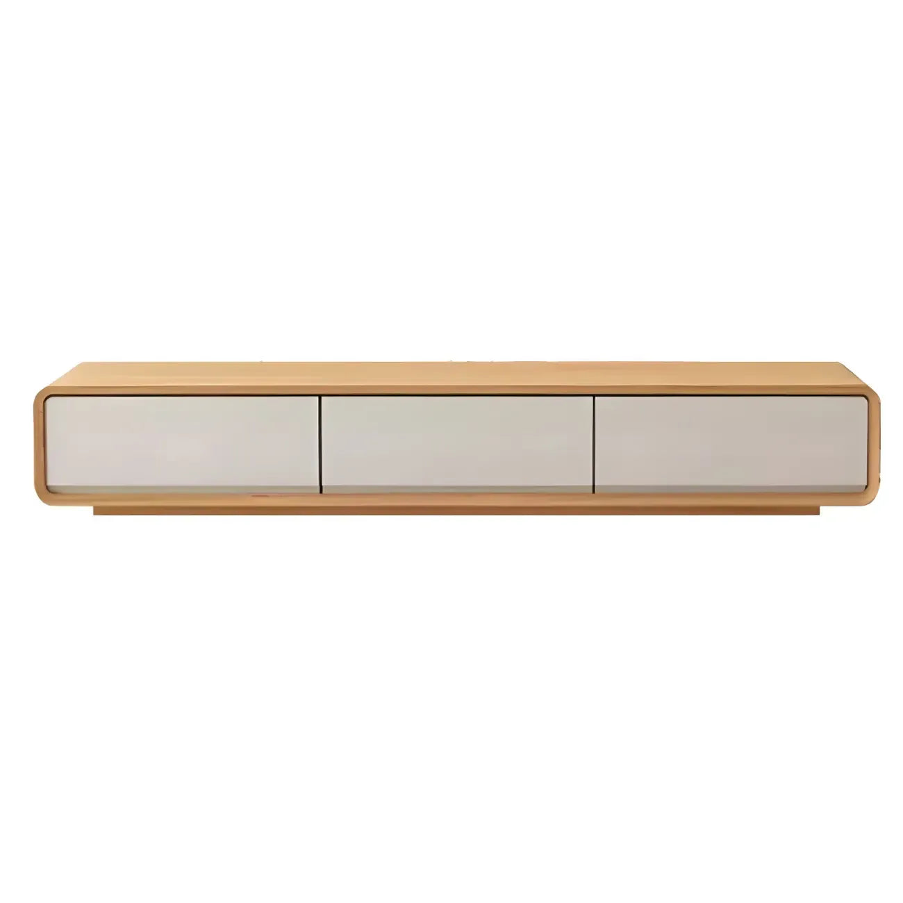Mobile TV sospeso lungo 79, in legno naturale, con cassetti