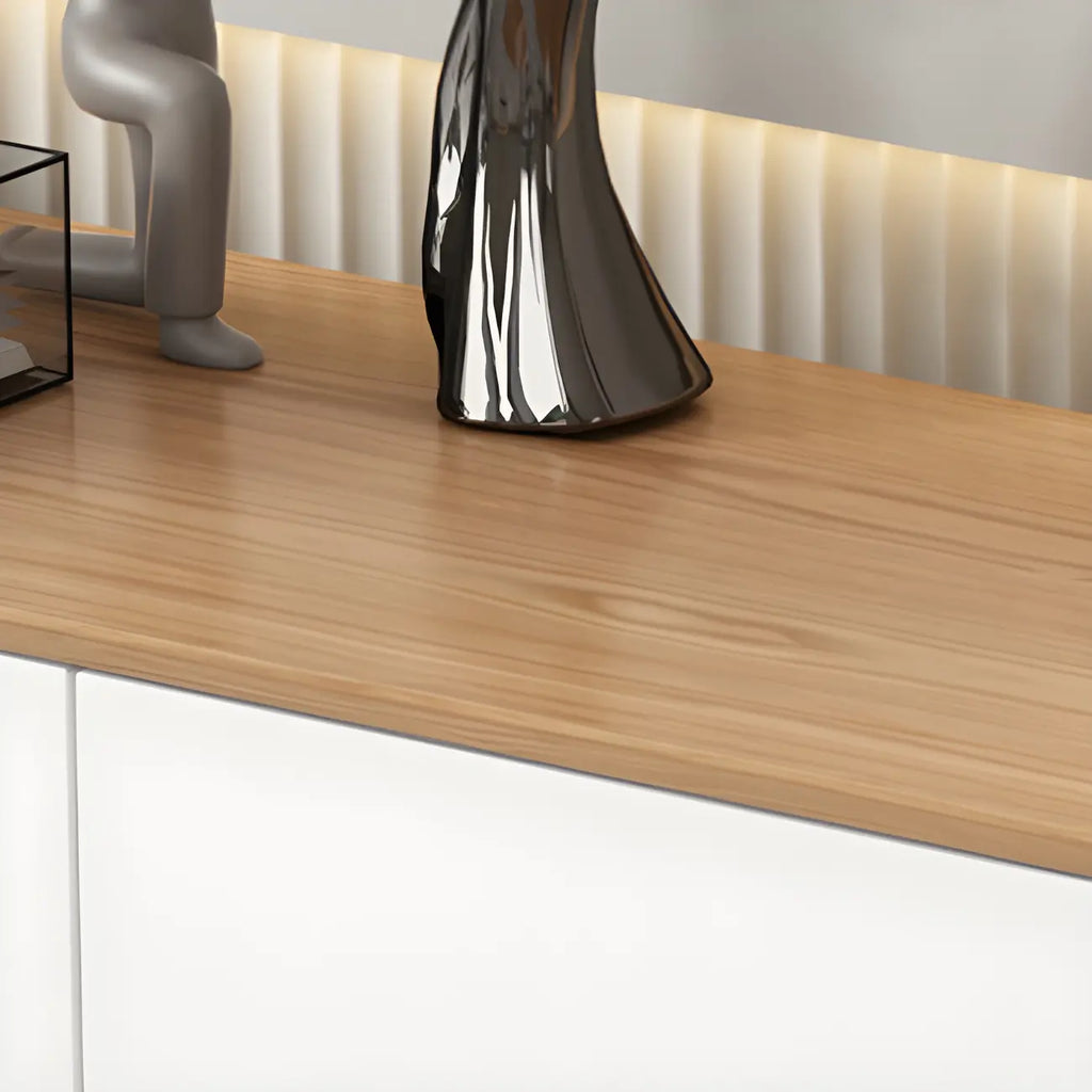 Mobile TV sospeso lungo 79, in legno naturale, con cassetti