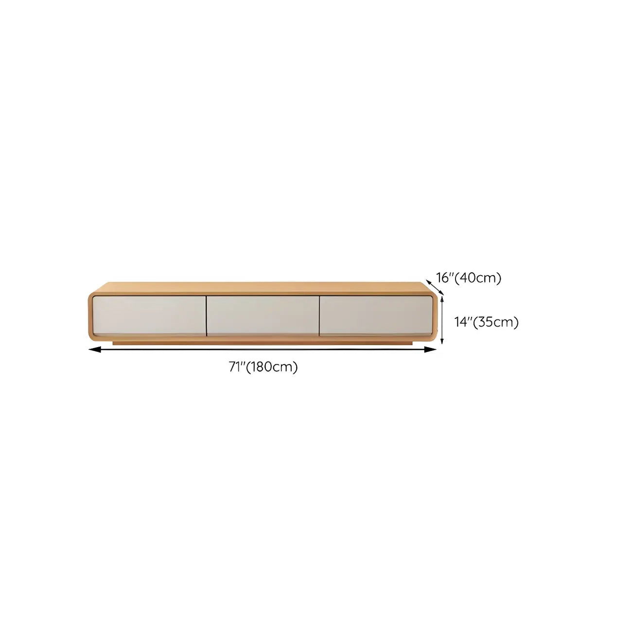 Mobile TV sospeso lungo 79, in legno naturale, con cassetti