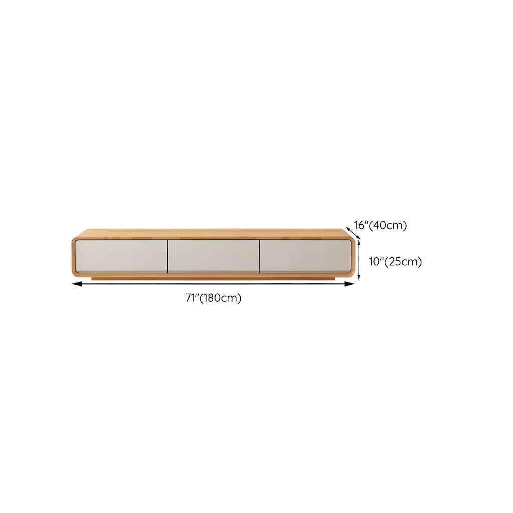 Mobile TV sospeso lungo 79, in legno naturale, con cassetti