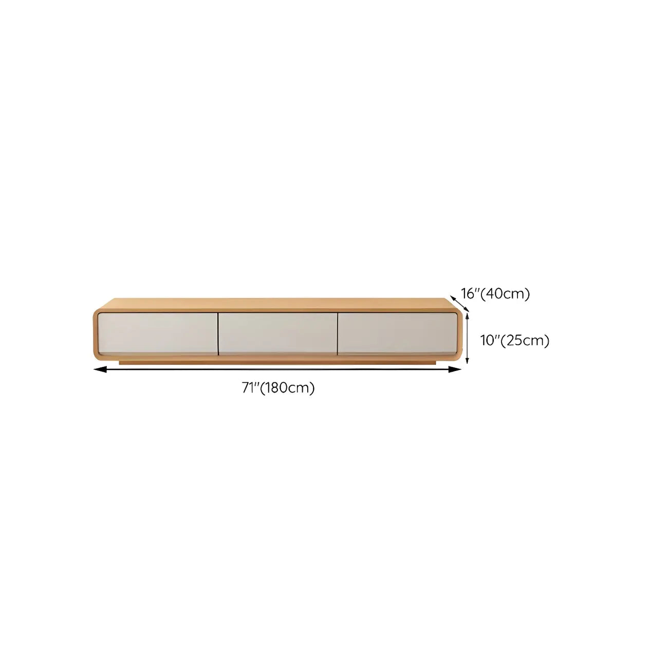 Mobile TV sospeso lungo 79, in legno naturale, con cassetti