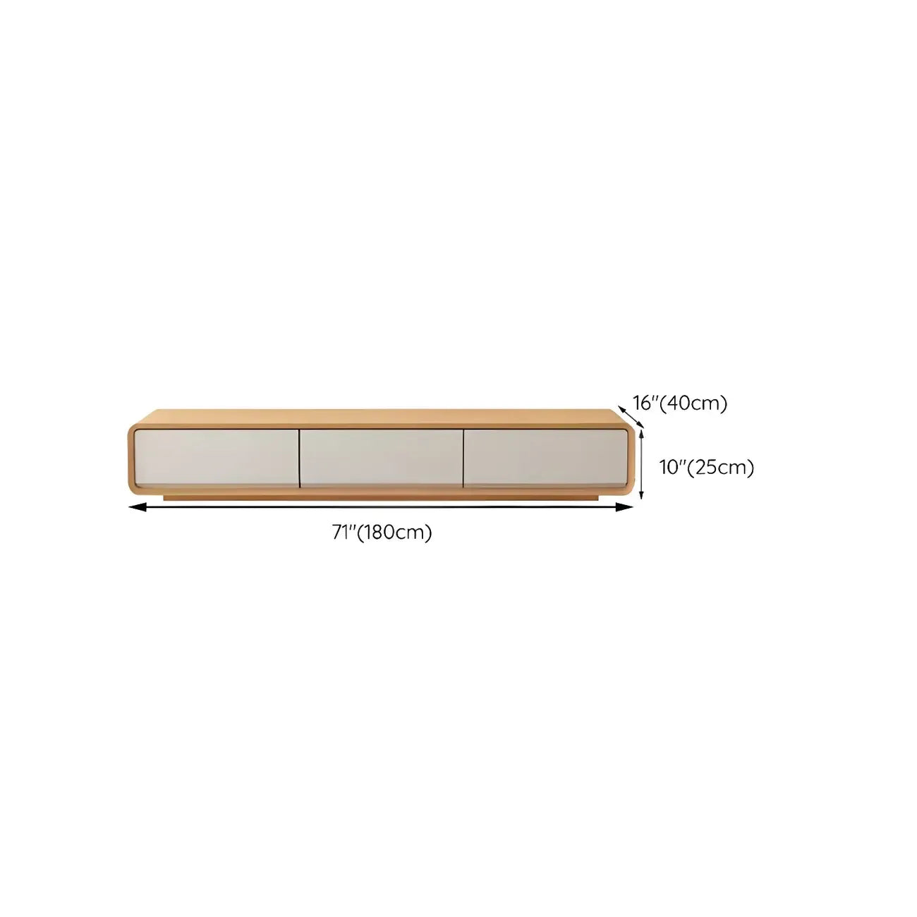 Mobile TV sospeso lungo 79, in legno naturale, con cassetti
