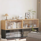 Vitrine rectangulaire en bois et porte vitrée pour salon