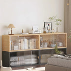 Vitrine rectangulaire en bois et porte vitrée pour salon