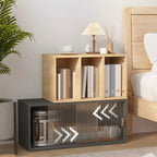 Vitrine rectangulaire en bois et porte vitrée pour salon