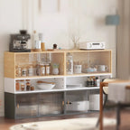Vitrine rectangulaire en bois et porte vitrée pour salon