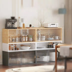 Vitrine rectangulaire en bois et porte vitrée pour salon