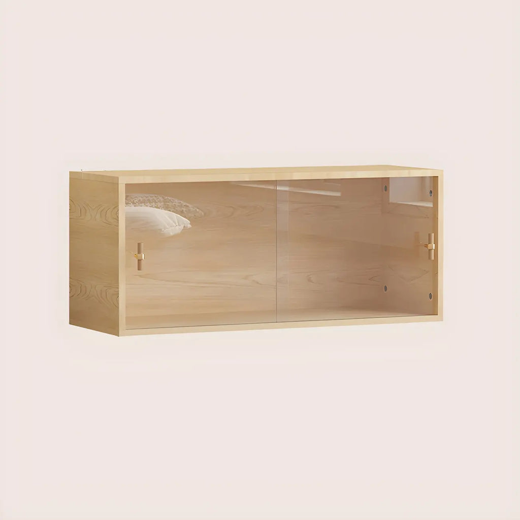 Vitrine rectangulaire en bois et porte vitrée pour salon