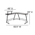 Flash Furniture Scrivania a L 71,5 Scrivania ad angolo per computer, Scrivania ad angolo per ufficio domestico, Scrivania da gioco, Salvaspazio, Facile da montare