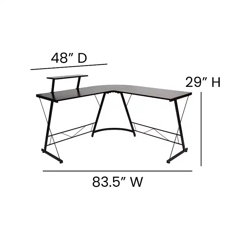 Flash Furniture Scrivania a L 71,5 Scrivania ad angolo per computer, Scrivania ad angolo per ufficio domestico, Scrivania da gioco, Salvaspazio, Facile da montare