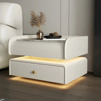 Table de chevet avec tiroir et plateau en marbre noir et LED