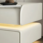 Table de chevet avec tiroir et plateau en marbre noir et LED